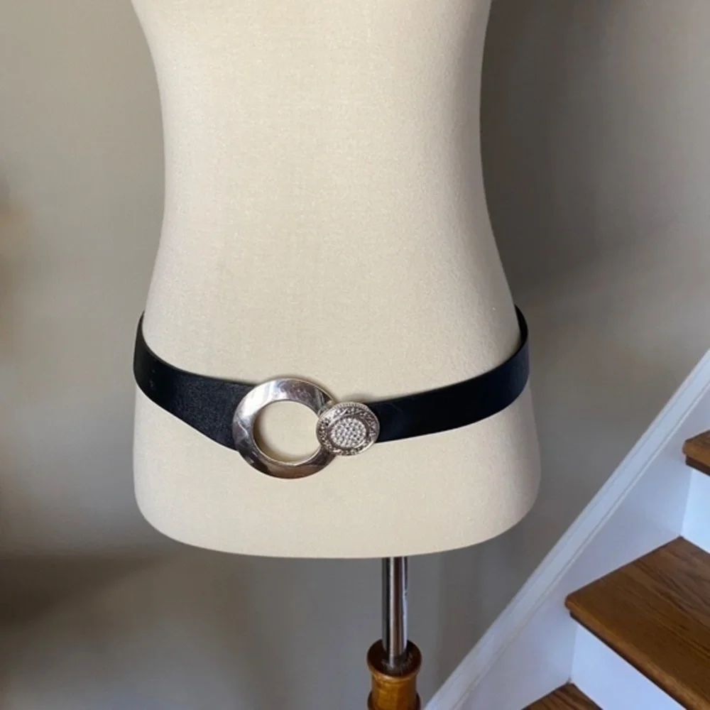 Chico's Black and Silver Embellished Belt Small